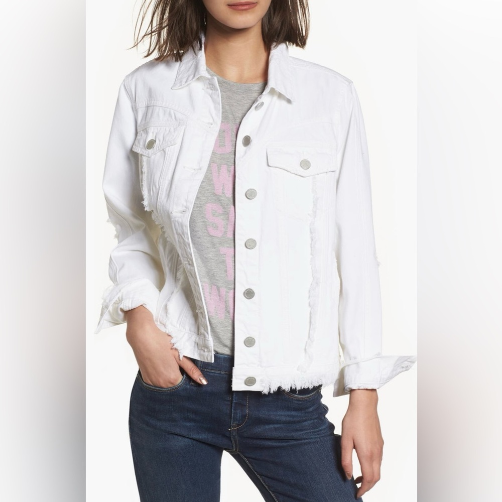 Blank NYC distressed denim jacket- soft white size Small